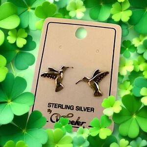 NWT Sterling Silver Hummingbird Earrings w/Hypoallergenic Posts MADE IN USA 🇺🇸